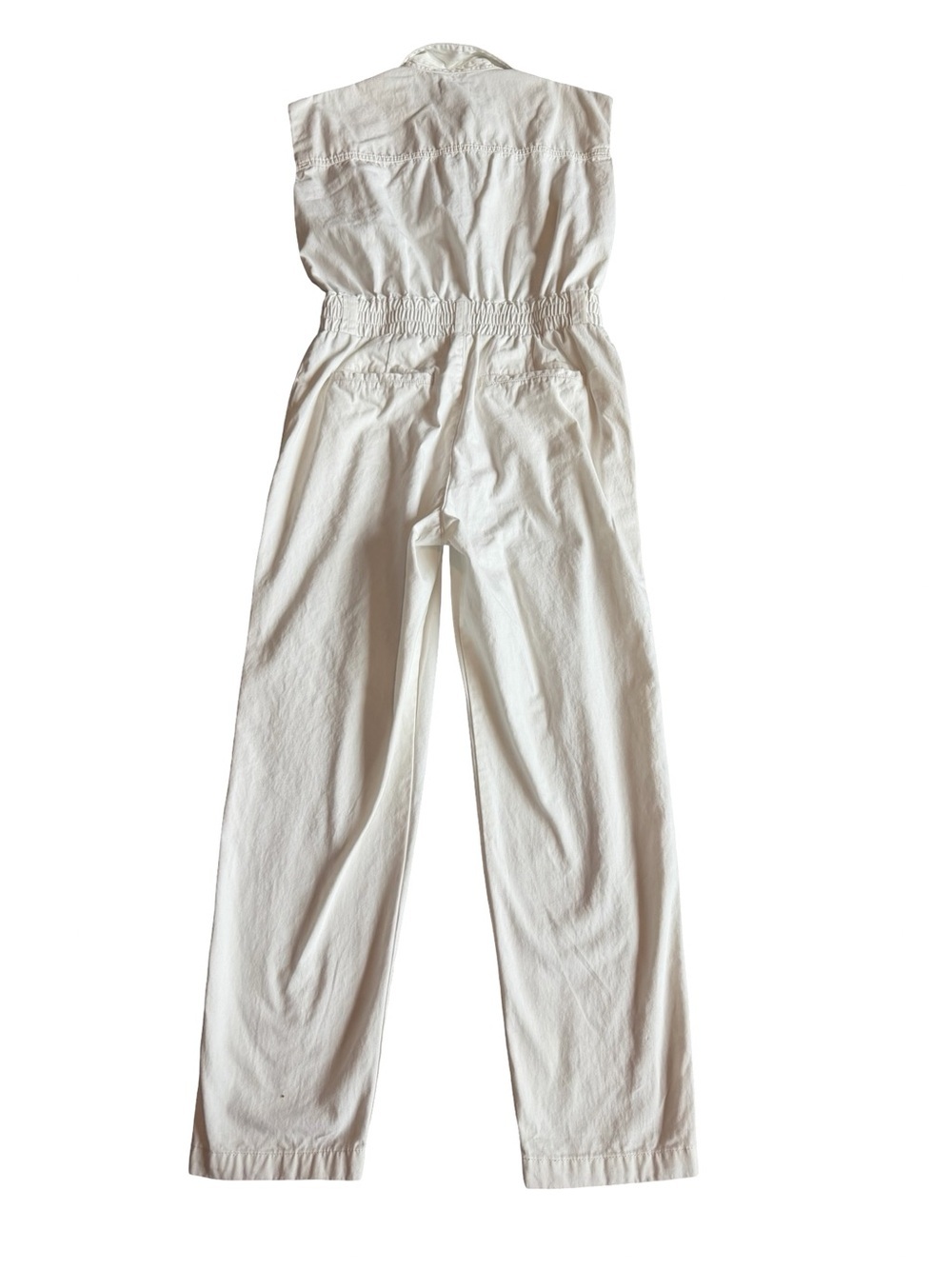 Pistola Rosie White Jumpsuit Cinched Waist Denim Straight Leg Size Medium - Picture 9 of 15